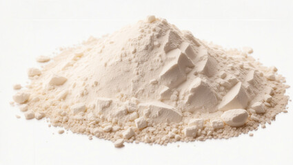Fototapeta na wymiar A pile of white powder on a white background.