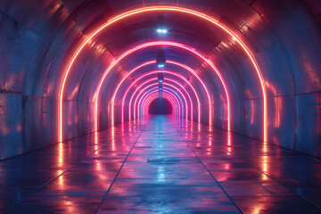 light at the end of tunnel,
Tunnel or Hole with Bright Glowing Neon Lights 