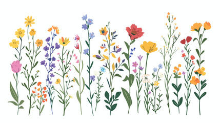 Fototapeta na wymiar Spring flowers botanical card. Floral poster vertical