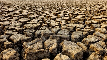 Dry creaked soil land. background and texture of dry land. climate change concept image.