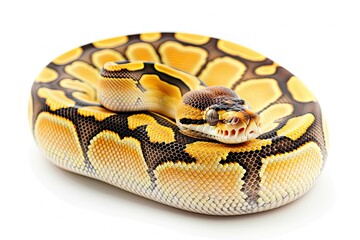 Banana Cinnamon Ball Python isolated on white 