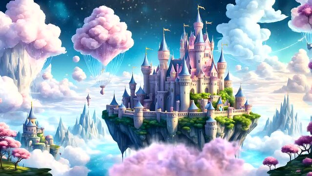 Enchanting palace floating amidst the clouds