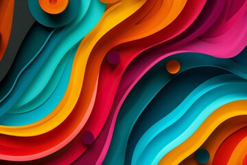 Colorful wallpaper image depicting diferent colorful shapes, Generative AI