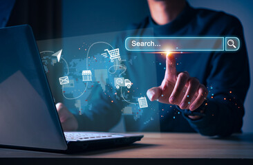 Digital modern online shopping and e-commerce concept, The modern interface online shopping digital futuristic.