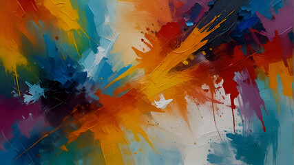 Closeup of abstract rough colourful colours painting texture, with oil brushstroke, pallet knife...