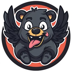 Fototapeta premium circular logo of a cartoon Bear with his tongue sticking out