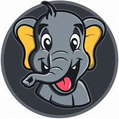 Obraz premium circular logo of a cartoon Elephant with his tongue sticking out