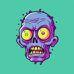Psychedelic zombie skull design tshirt design vector