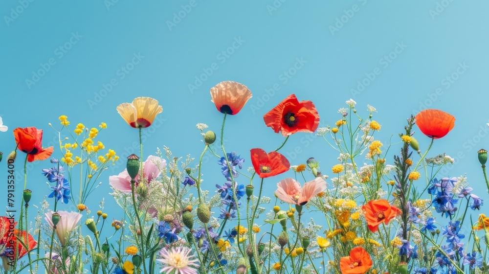 Canvas Prints Field of Blooms under Clear Sky