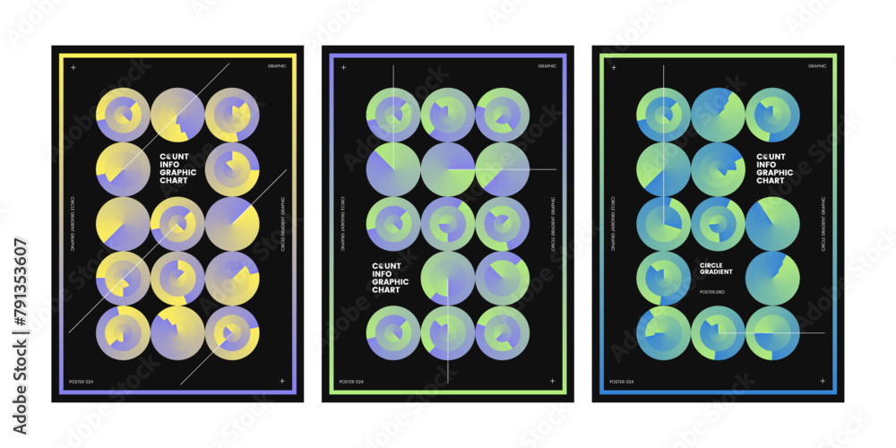 Poster template poster pie chart graphic design gradient style circle circular infographic flyer round grad