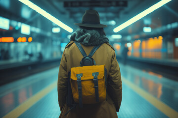 Personne dans la station de métro : Voyageur Urbain en Attente
