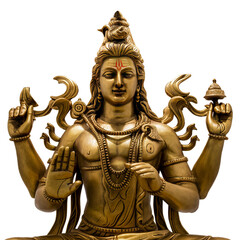Bronze lord Shiva statue. Maha Shivratri With Trisul. Generative Ai.
