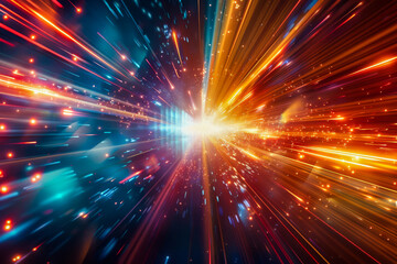 Fototapeta premium Hyperspace Light Effect. Generated Image. A digital rendering of a hyperspace light effect in outer space.