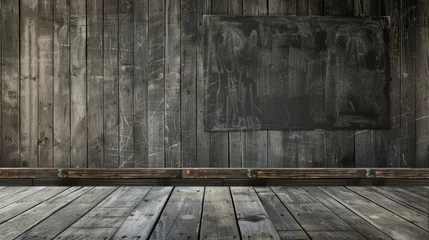 Foto op Plexiglas Texture of blackboard and wooden wall for school design board perfect for interior design websites and loft office style © 2rogan