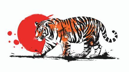 The tigers trail with red spots Hand drawn style vector