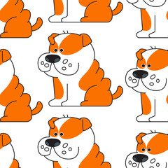 English bulldog puppy vector cartoon seamless pattern background.
