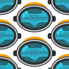 Classic diving mask vector cartoon seamless pattern background.