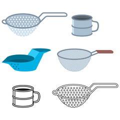 Sieve vector cartoon set isolated on a white background.
