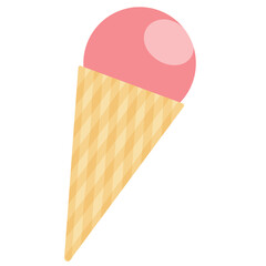 Ice Cream in Cone Icon Isolated on White