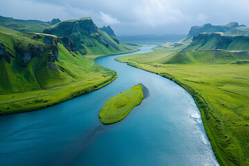 lake in the mountains of the caucasus,
Beautiful emerald-colored glacial rivers of Iceland - obrazy, fototapety, plakaty