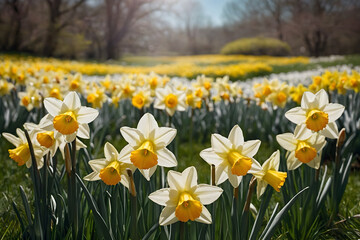 Fototapeta premium Golden daffodils at spring