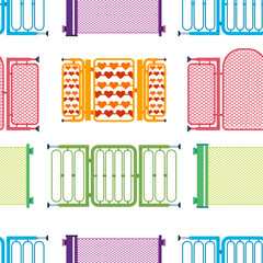 Baby protection gates vector cartoon seamless pattern background.
