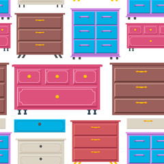 Dressers vector cartoon seamless pattern background.