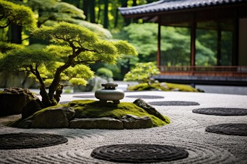 Zen Garden Harmony: If you have a zen garden, capture the tranquility it exudes. - obrazy, fototapety, plakaty