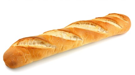 Top view baguette bread isolated white background
