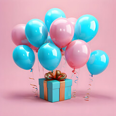 gift box with balloons