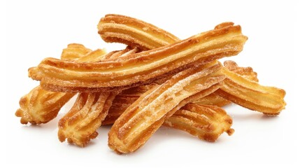 Churros with white sugar sprinkles isolated white background