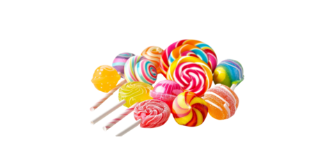 
Colorful candy and lollipops isolated on white background
