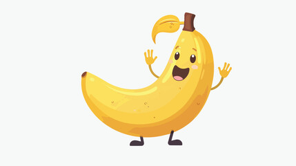 Vector cartoon image of a funny yellow banana standin