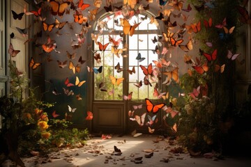 Butterfly Haven: Capture the decor surrounded by butterflies.