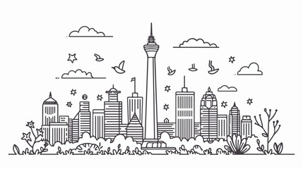 Vector doodle of Monas Jakarta indonesia capital city