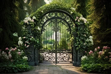 Foto op Aluminium Garden Gate Elegance: If there's a gate, use it as a frame for the decor. © OhmArt
