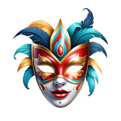 3d realistic carnival face mask on Isolated transparent background png. generated with AI