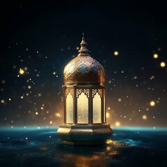 Eid mubarak and ramadan kareem greetings with islamic lantern and mosque. Eid al fitr background