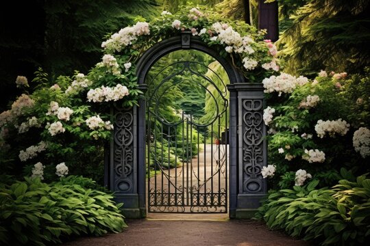 Garden Gate Elegance: If there's a gate, use it as a frame for the decor.