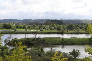 View on river the Meuse in the south of Limburg, The Netherlands. Near Maastricht. The dutch name of this river is Maas.