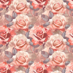 Soft pink roses in a romantic seamless floral pattern