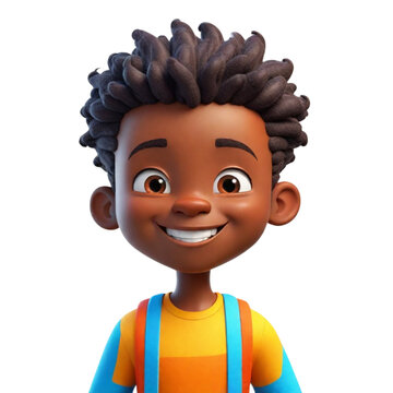 3d cartoon of a African people avatar on Isolated transparent background png. generated with AI