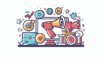 Video Marketing Icon Hand drawn style vector design illustration