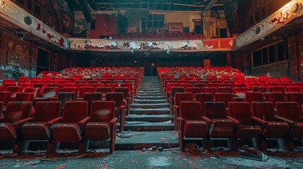 Naklejka premium interior of conference hall or cinema or theater with red armchair