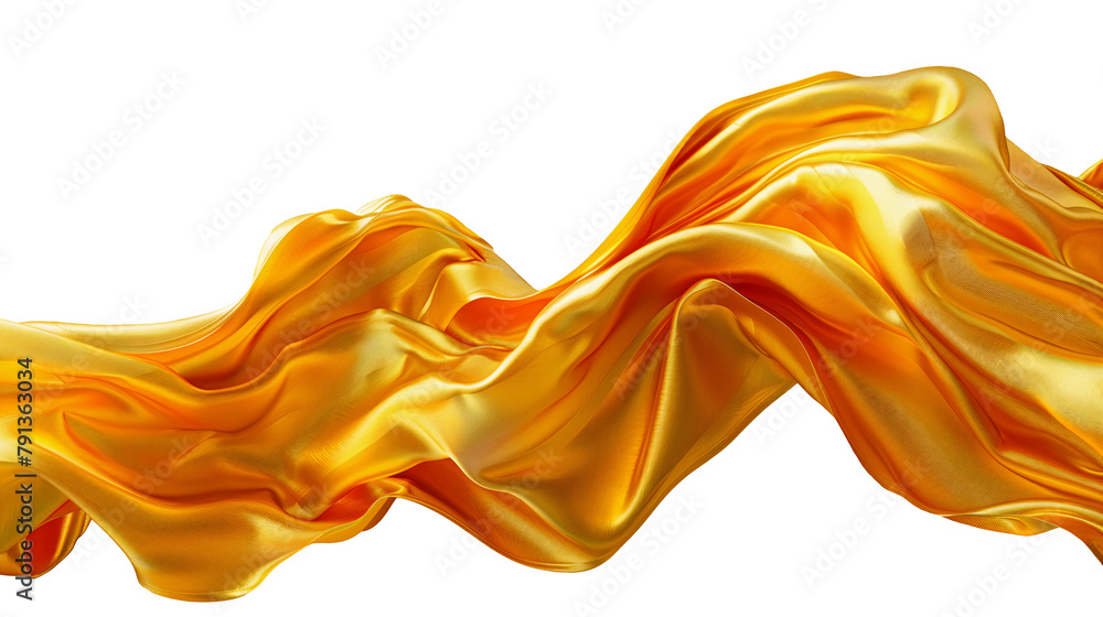 Poster gold color satin smooth fabric isolated on a transparent background. design element, abstract backgr