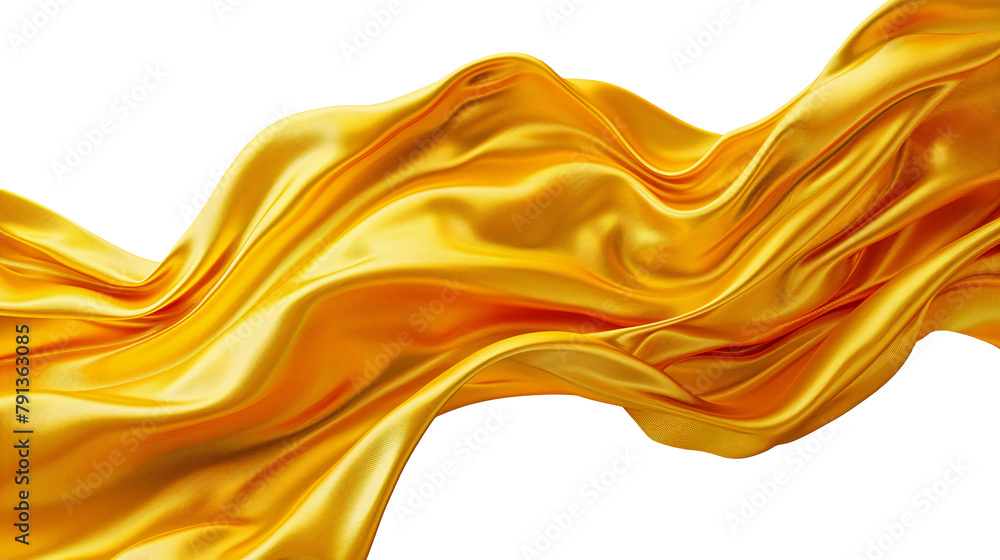 Poster gold color satin smooth fabric isolated on a transparent background. design element, abstract backgr