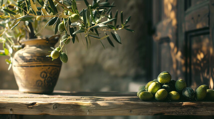 still life with olive oil