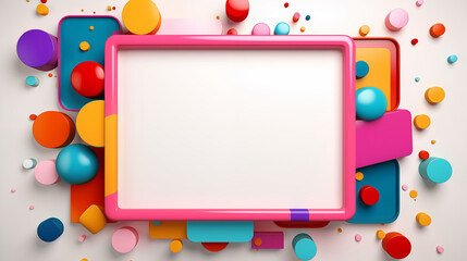 A modern frame with abstract shapes and bold colors, adding a contemporary touch to the photo, with a blank center space for text