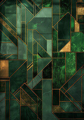 luxury artdeco pattern in emerald gold, wallpaper for business presentation, wedding cards, background