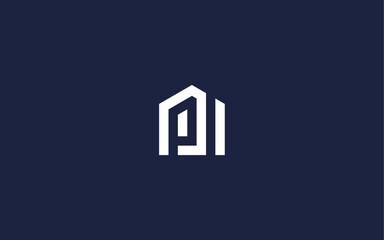 letter pi with house logo icon design vector design template inspiration